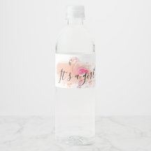 Etiqueta del frasco de agua de flamingo rosa suave