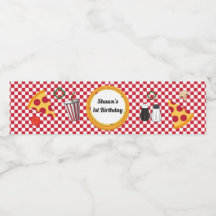 Etiqueta del frasco de agua de Pizza Fiesta