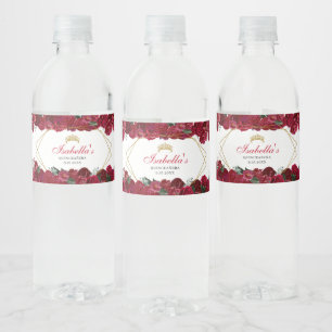 Etiqueta del frasco de agua de Quinceanera floral 