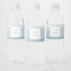 Etiqueta del frasco de agua del Boda azul