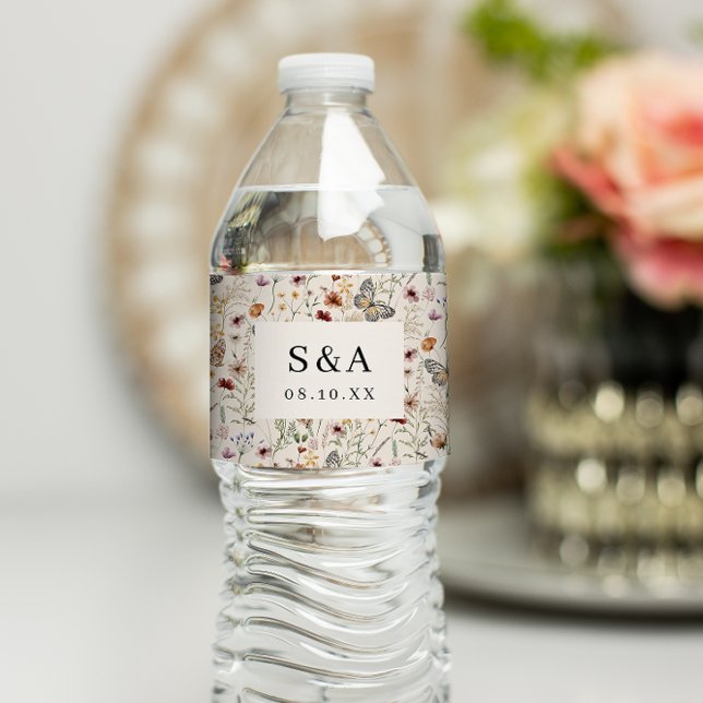Etiqueta del frasco de agua del Boda floral (Floral Wedding Water Bottle Label
)