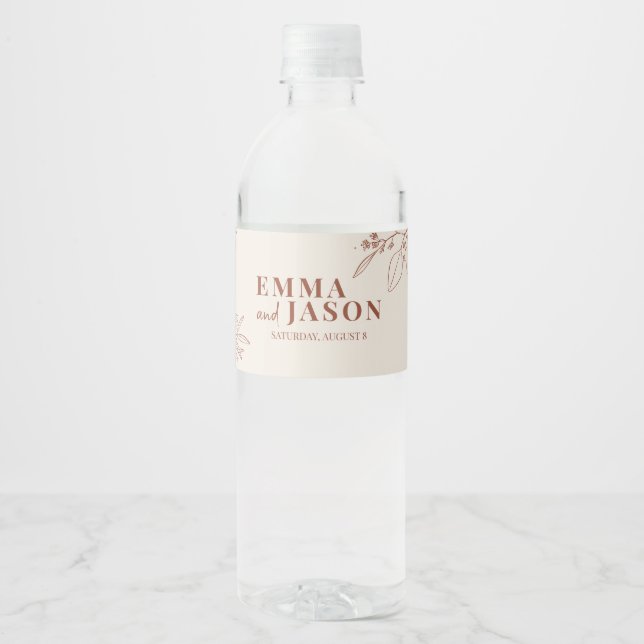 Etiqueta del frasco de agua del Boda floral Boho (Anverso)