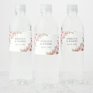 Etiqueta del frasco de agua del Boda floral rústic