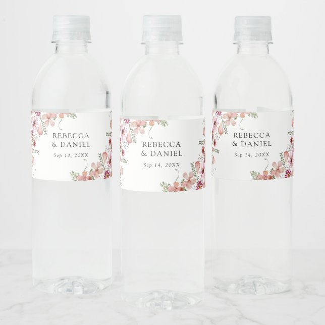 Etiqueta del frasco de agua del Boda floral rústic (Botellas)