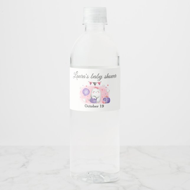 Etiqueta del frasco de agua del Chica Baby Shower  (Anverso)