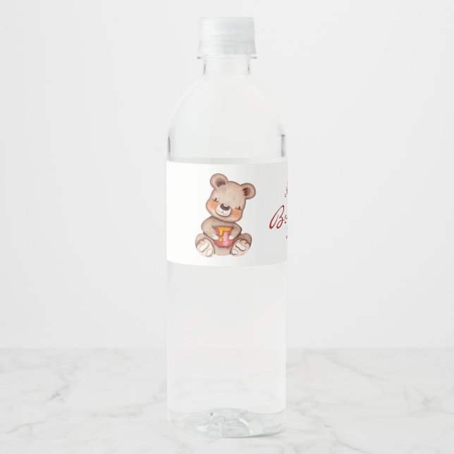 Etiqueta del frasco de agua del niño Teddy Bear Ba (Anverso)