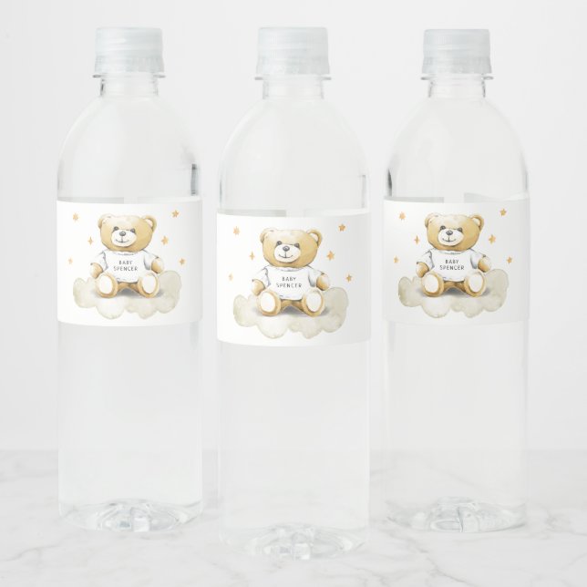 Etiqueta del frasco de agua del oso de peluche par (Botellas)