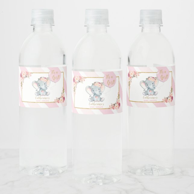 Etiqueta del frasco de agua rosa del Chica Baby Sh (Botellas)