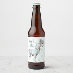 Etiqueta del frasco de cerveza de Alpaca (4" x 3,5