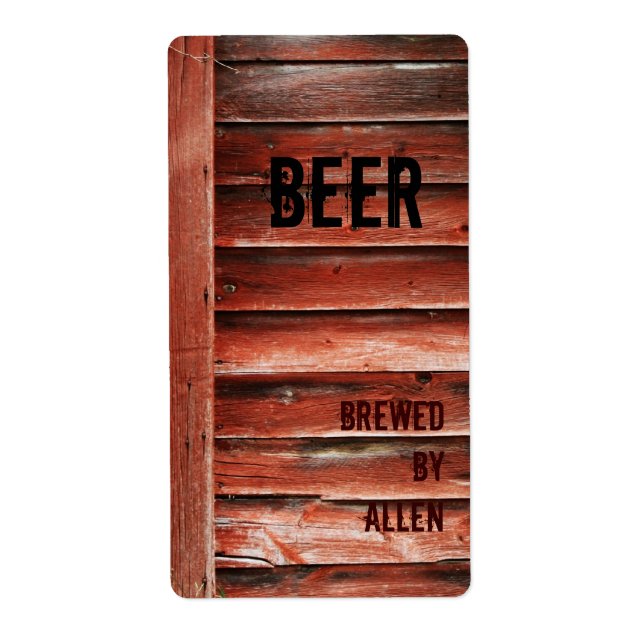 etiqueta del frasco de cerveza de textura de mader (Frente)