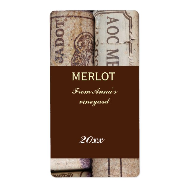 Etiqueta del frasco de corchos de botella de vino (Frente)