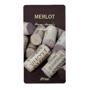 Etiqueta del frasco de corchos de botella de vino