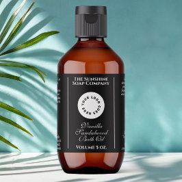 Etiqueta del frasco de cosméticos negros con logot