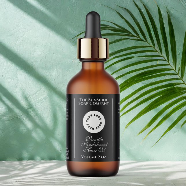 Etiqueta del frasco de cosméticos negros con logot (Subido por el creador)