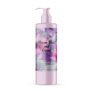 Etiqueta del frasco de flores rosadas y moradas