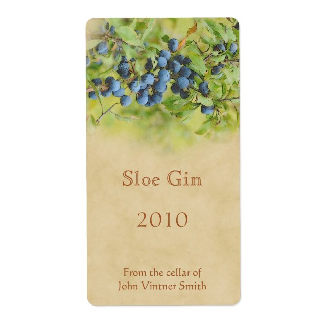 Etiqueta del frasco de gin Sloe (Frente)