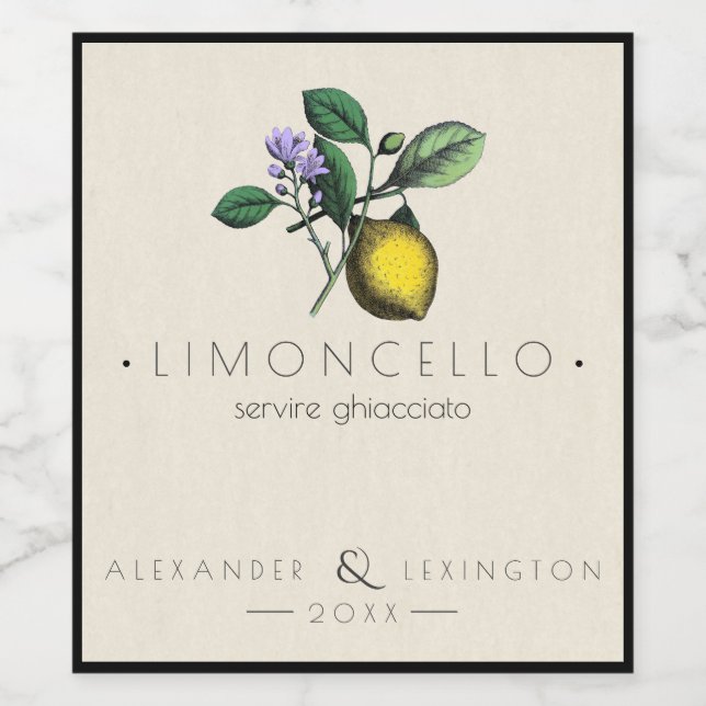 Etiqueta del frasco de Limoncello | (Etiqueta única)