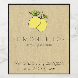 Etiqueta Del Frasco De Limoncello Con Dibujo De Le