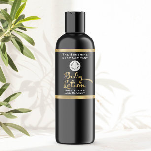 Etiqueta del frasco de Loción de Cuerpo Negro y Or