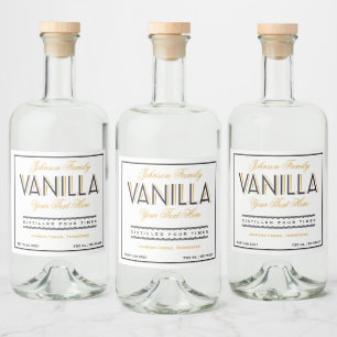 Etiqueta del frasco de vainilla negro y licor dora