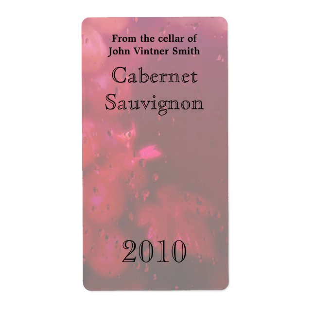 Etiqueta del frasco de vino (Frente)