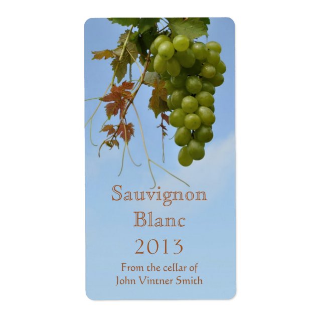 Etiqueta del frasco de vino blanco (Frente)