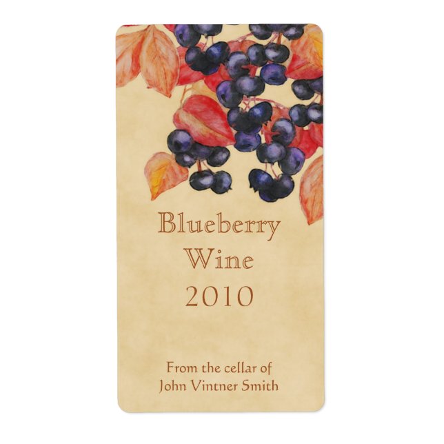 Etiqueta del frasco de vino de Blueberry (Frente)