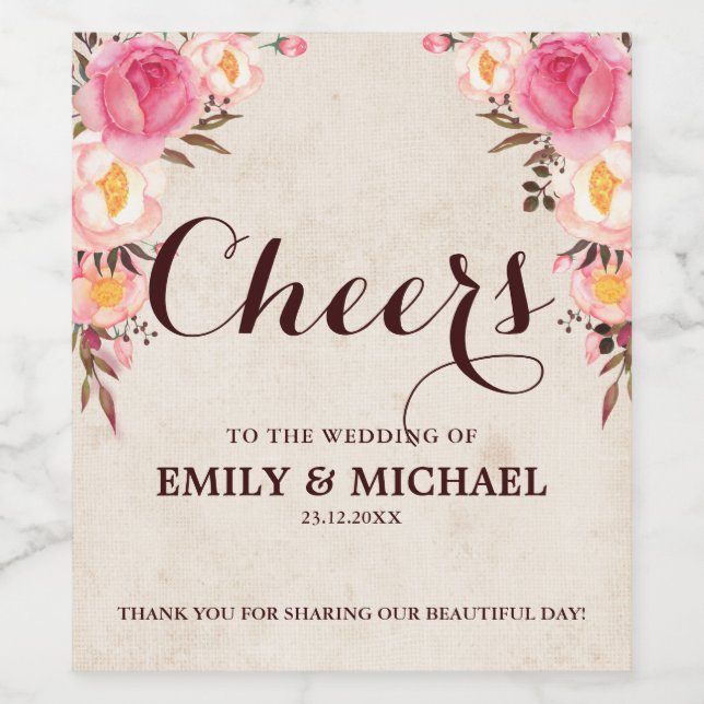 Etiqueta del frasco de vino floral rústico (Etiqueta única)