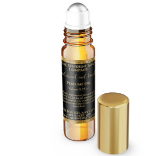 Etiqueta del frasco Perfume de Purpurina negro y d
