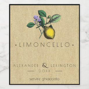 Etiqueta del frasco Vintage Limoncello Wedding Fav
