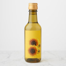 Etiqueta del girasol del frasco de aceite
