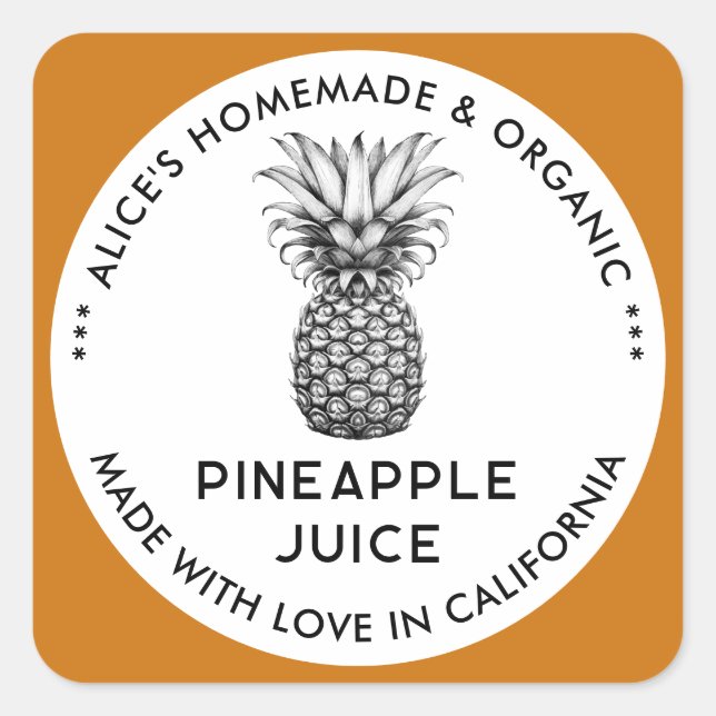 Etiqueta del jugo de piña en blanco y negro (Anverso)