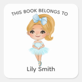 Etiqueta del libro de ballet Blonde Ballerina Blue