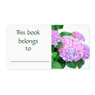 Etiqueta del libro de Hydrangea rosa