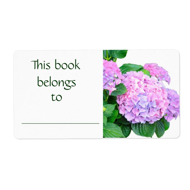 Etiqueta del libro de Hydrangea rosa (Frente)