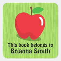Etiqueta del libro de la placa de manzana roja / e
