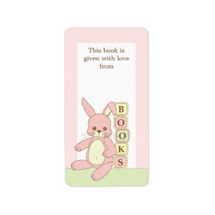 Etiqueta del libro de regalo de conejo para bebé r