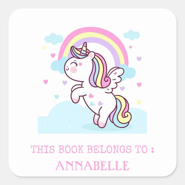 ETIQUETA DEL LIBRO: UNICORN & RAINBOW (Anverso)