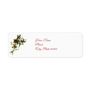 Etiqueta del navidad de las hojas y de las bayas