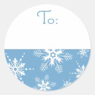 Etiqueta del navidad del copo de nieve - azul