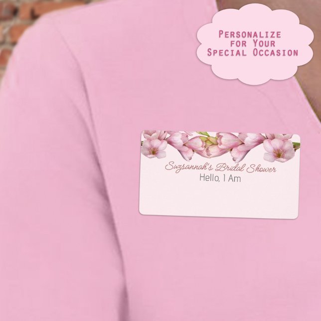 Etiqueta del nombre de la etiqueta del papel de la (Custom floral paper label name tag ready for your special occasion. Write in guest names on arrive.)