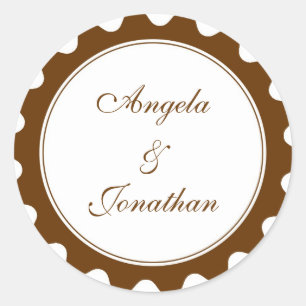 Etiqueta del nombre del favor de la boda marrón re
