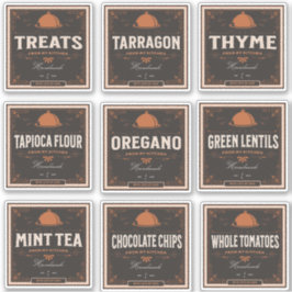 Etiqueta del panel de cocina Set 3 Papel oscuro vi