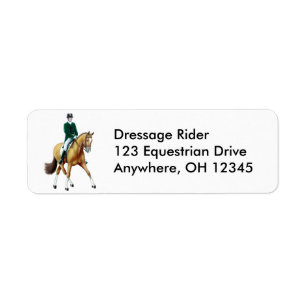 Etiqueta del paso del caballo del Dressage media