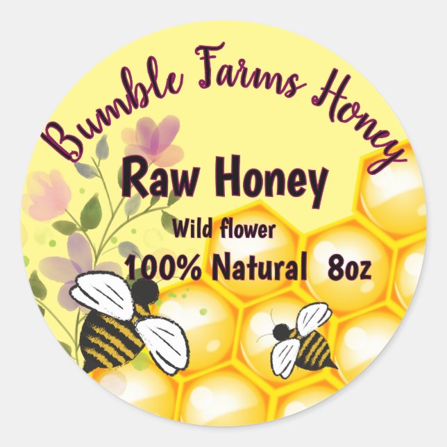 Etiqueta del Personalizado Apiario RAW HONEY (Anverso)