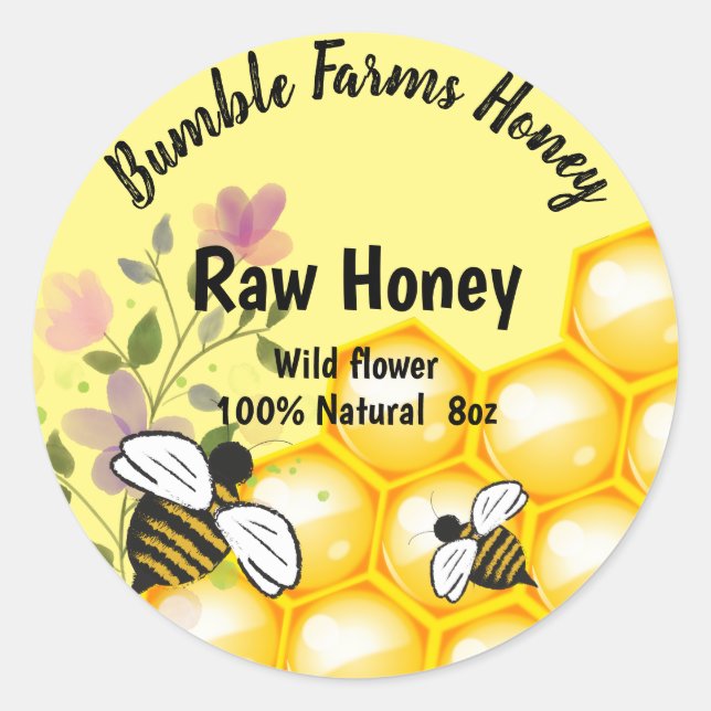 Etiqueta del Personalizado Apiario RAW HONEY (Anverso)