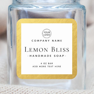 Etiqueta del producto blanco del borde amarillo de