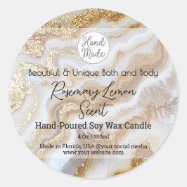 Etiqueta del producto con logotipo de mármol dorad