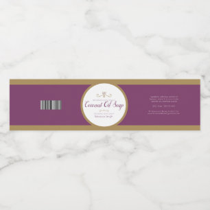 Etiqueta del producto dorado púrpura del jabón de 