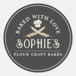 Etiqueta del producto negro del pastelero del logo